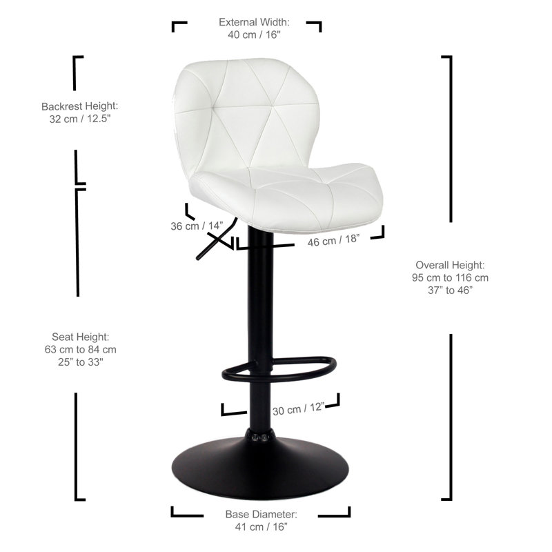 Tabouret pivotant à hauteur réglable Josephine, Blanc