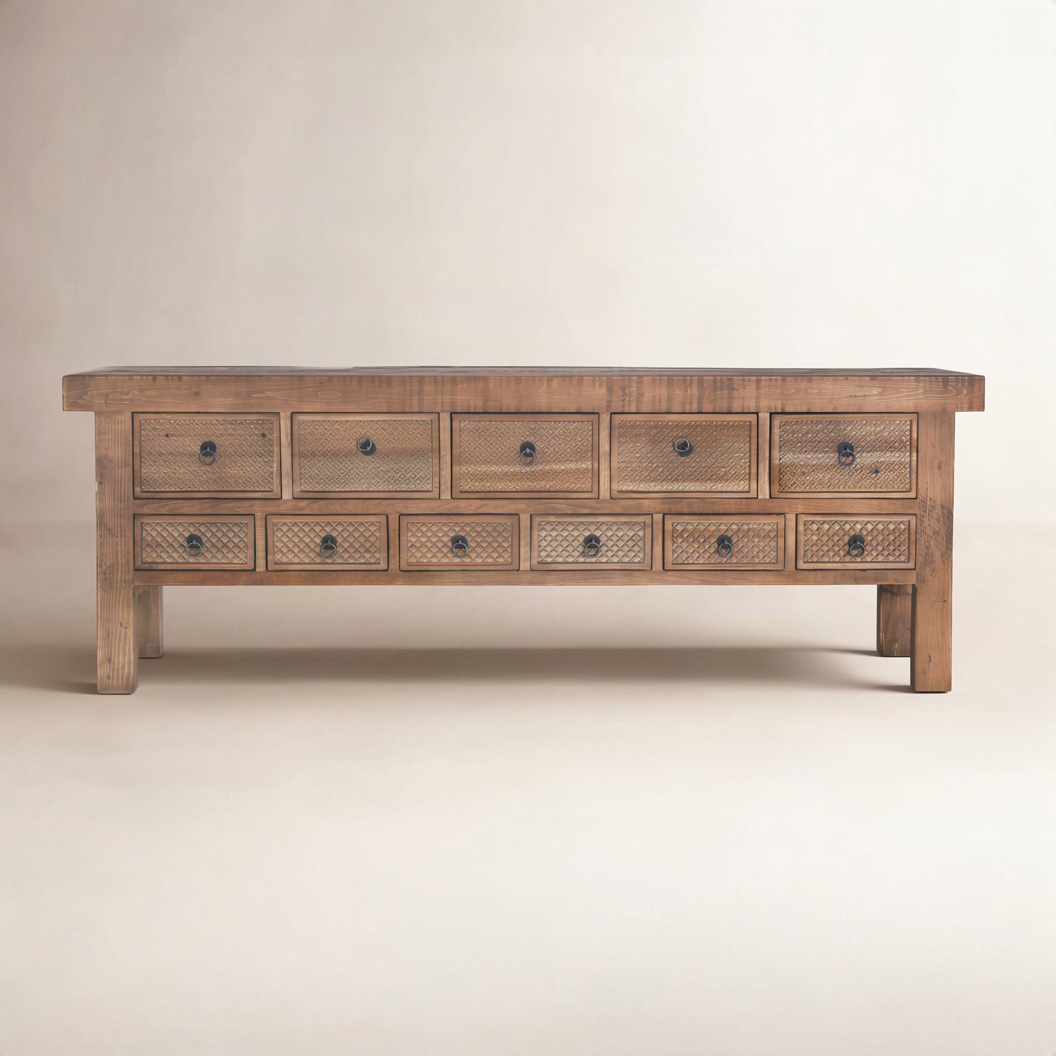 Lahey 93'' Solid Wood Console Table, Mission Brown
