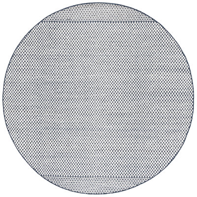 Veropeso Flat Weave Wool/Cotton Geometric Rug in Navy/Ivory/Gray