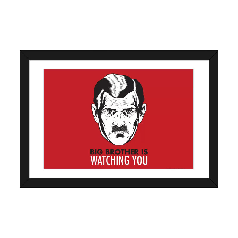 Le big-frère politique surveille votre 1984 affiche rétro sur toile, H 16 po x l 24 po x P 1 po, Papier avec cadre noir