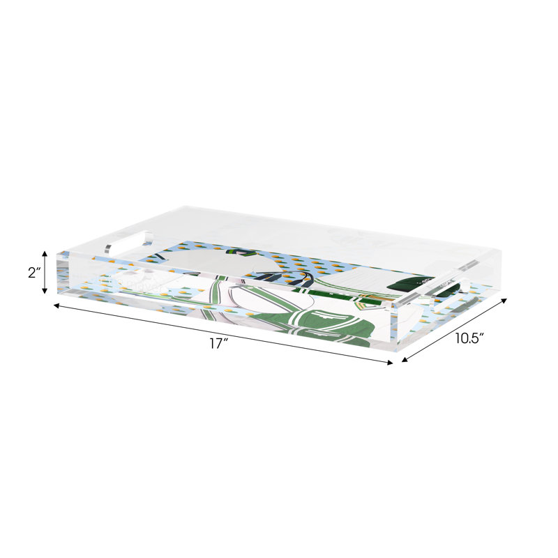 Abstract Decorative Tray, 2" H x 17" W x 10.5" D, Blue/Orange