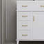 Meuble-lavabo de 30 po avec lavabo en porcelaine, tablettes réglables, portes à fermeture en douceur et trois tiroirs à fermeture en douceur