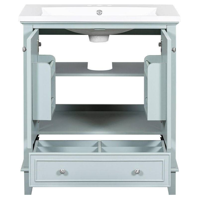 Meuble-lavabo 30 po avec lavabo en céramique, Vert, 30"