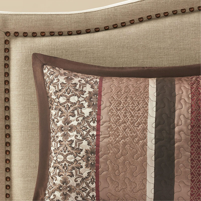 Ensemble de couvre-lit réversible 5 pièces en jacquard rouge