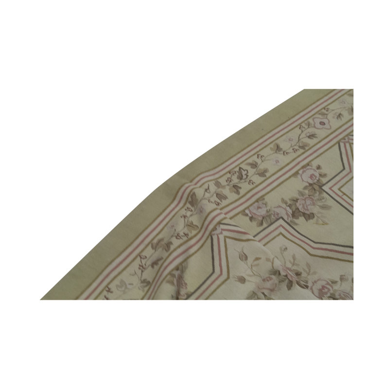 Hand-Knotted High-Quality Green and Beige Area Rug
