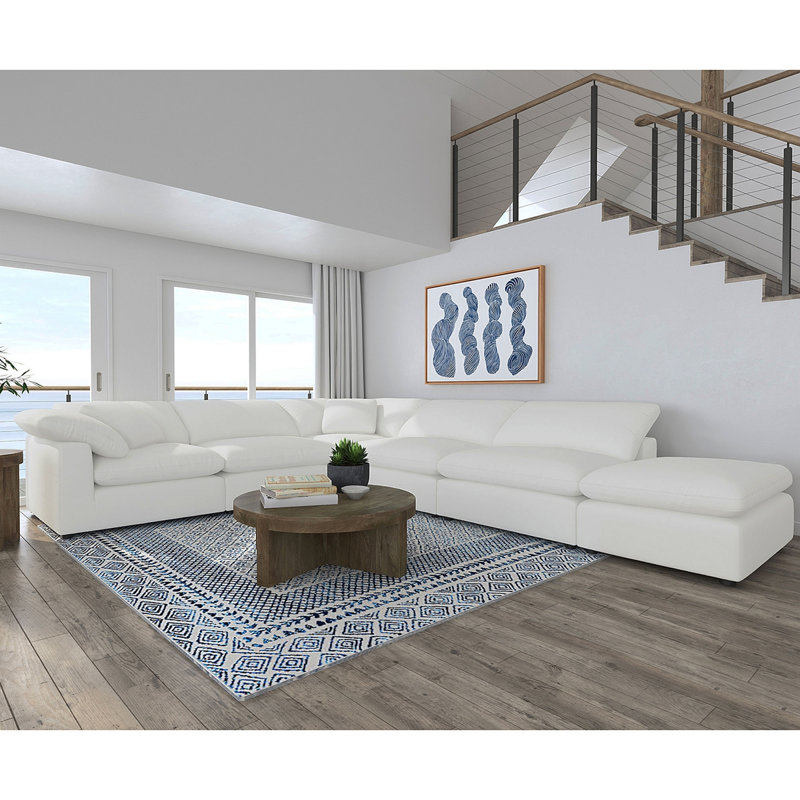 Canapé modulaire rembourré 6 pièces Segoura Ivory