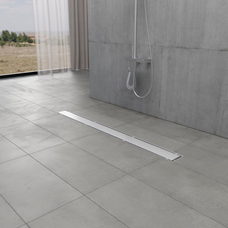 Kingston Watercourse 32-Inch Stainless Steel Linear Shower Drain With Flange And Hair Trap, Brushed Nickel