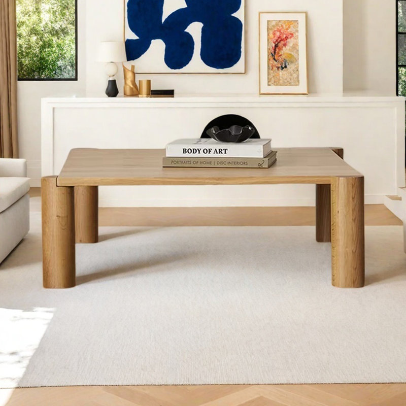 Wabi-sabi all solid wood coffee table, 13.77" H x 35.43" W35.43" D