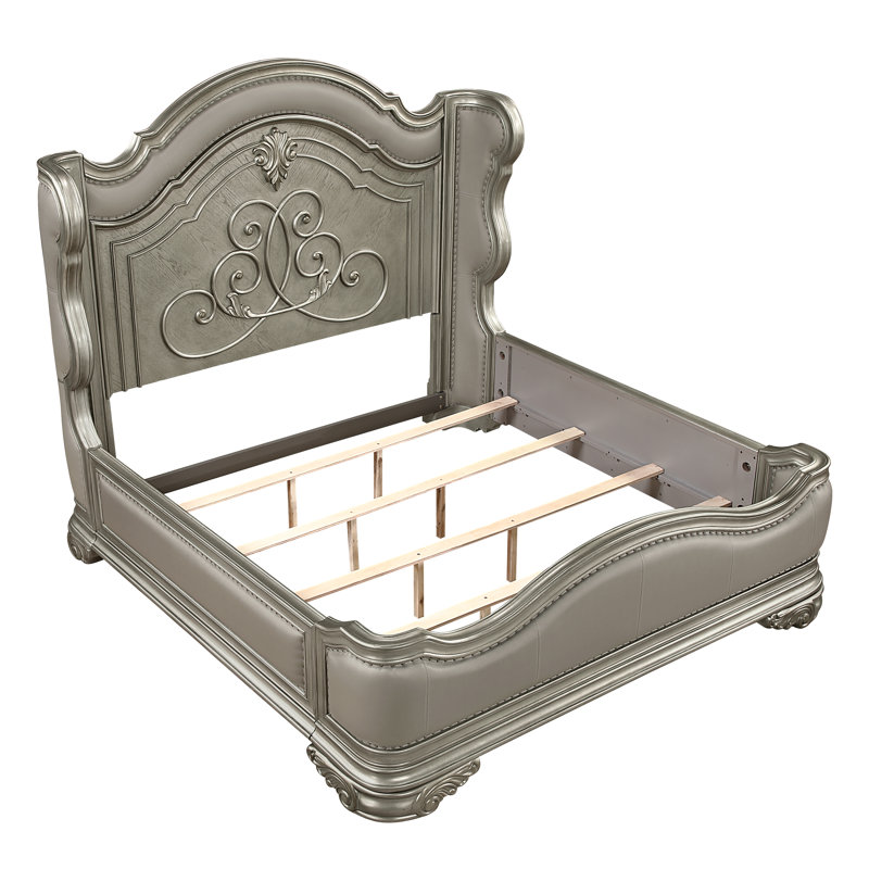 Mcgrath King 4 pièces champagne, Ensemble de quatre pièces : lit, commode, miroir, Très grand lit