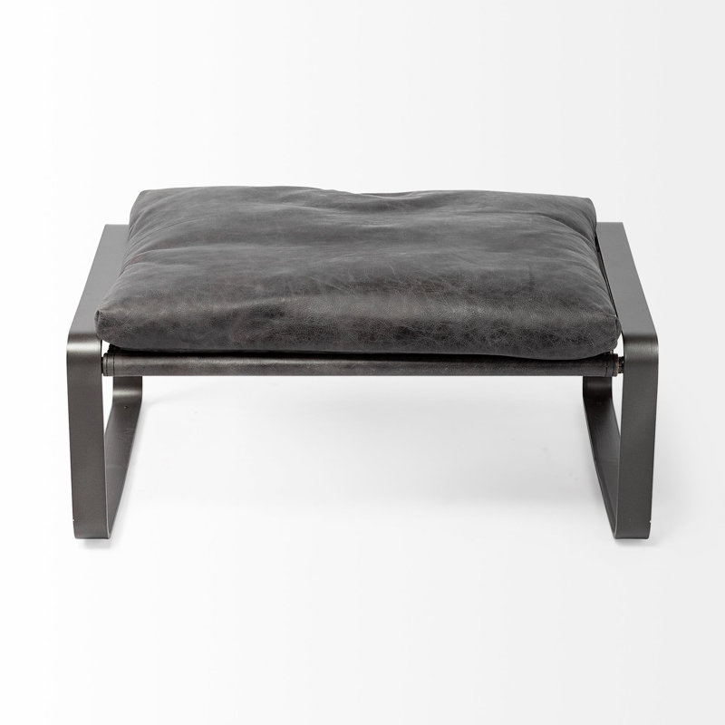 Repose-pieds en cuir véritable Greenlee, Cuir véritable noir