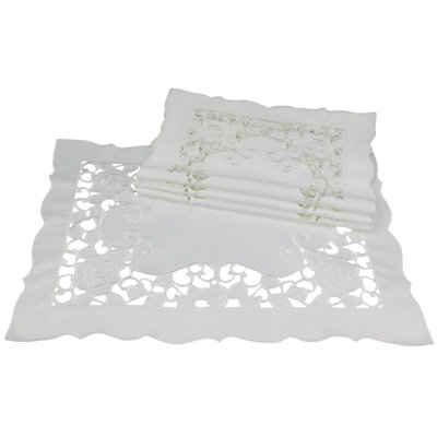 White Rose Embroidered Cutwork Placemat