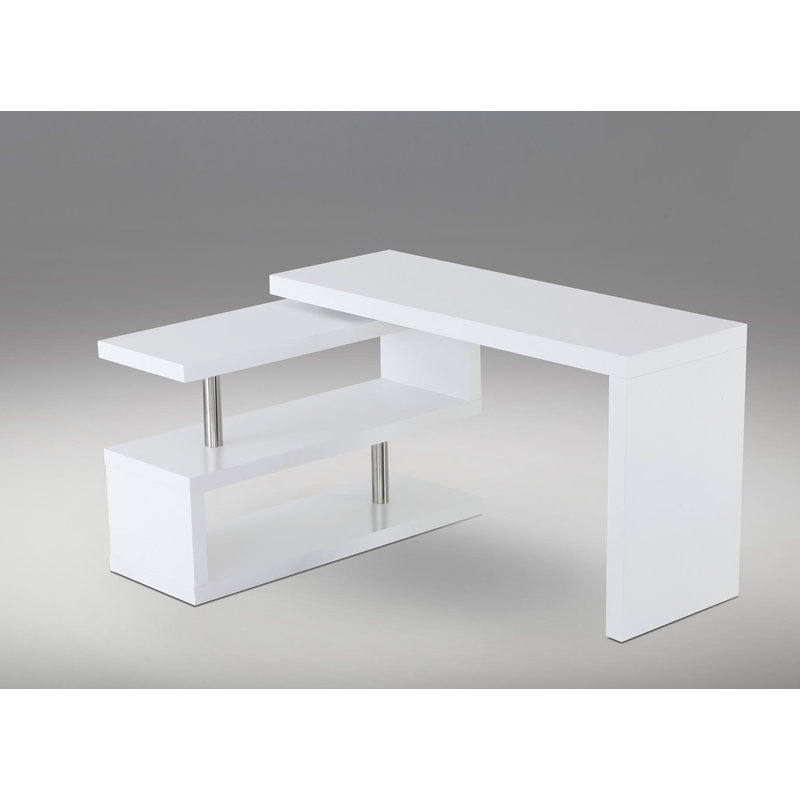 Demetra L-Shaped Writing Desk, White