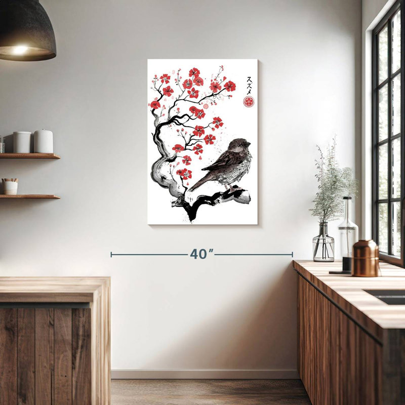 Brampt Little Sparrow Sumi-E, 36" H x 24" W