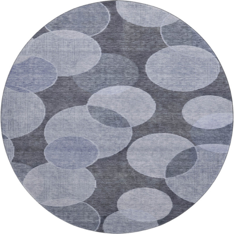 Tapis géométrique de qualité supérieure lavable à la machine AMF1751, Rond 8 pi