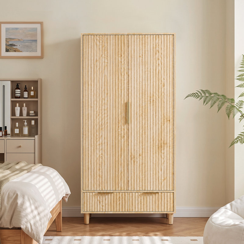 Armoire garde-robe 2 portes 1 tiroir, Bois