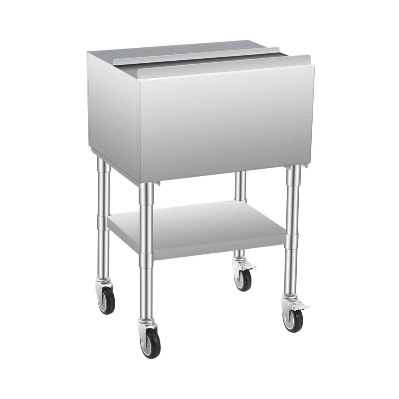 Caisse à glaçons commerciale sur roulettes 61,6 L avec plateau de rangement inférieur