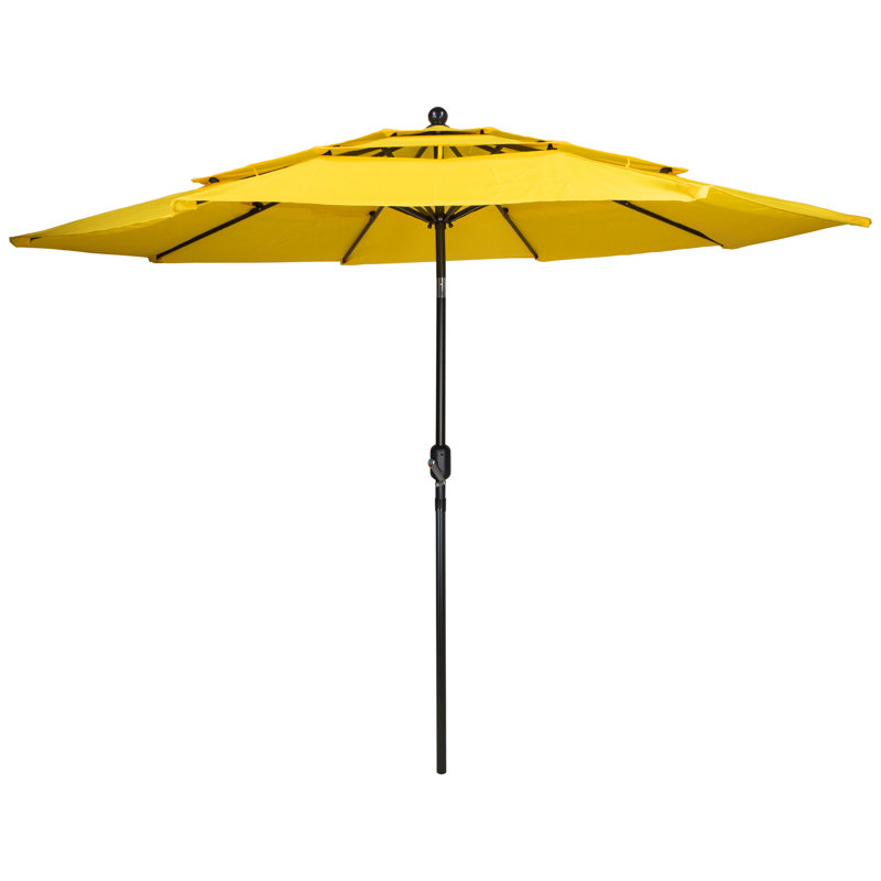 Parasol de marché pour terrasse 9,75 pi avec manivelle et inclinaison, Jaune