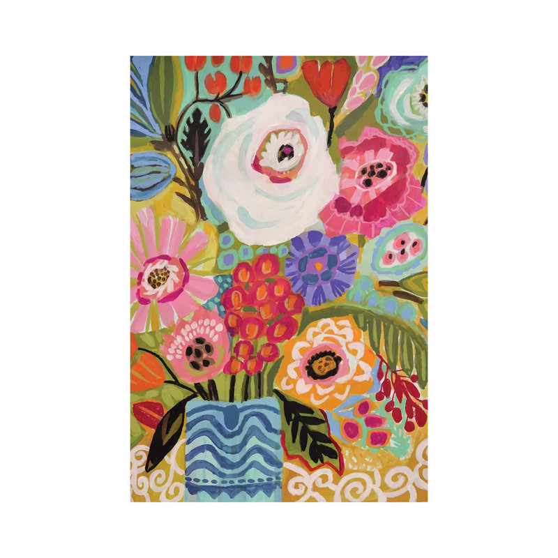 Fresh Flowers In Vase II by Karen Fields - Wrapped Canvas Print, 20.32 cm H x 30.48 cm W