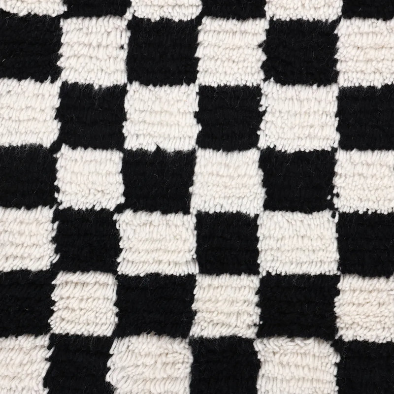 Stamford Checkered Area Rug in Black, Rectangle 8' x 10'