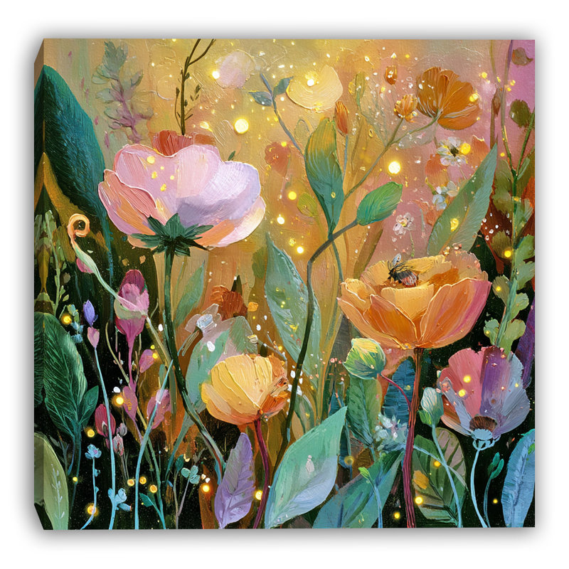 «Butterfly Kissed Blossoms», art mural sur toile tendue, l 40 po x H 40 po x P 1,5 po