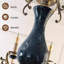 Lustre vintage français de luxe en laiton massif et céramique, 90 cm (35,43 po), orné de détails sculptés – Éclairage élégant pour salle à manger et salon.