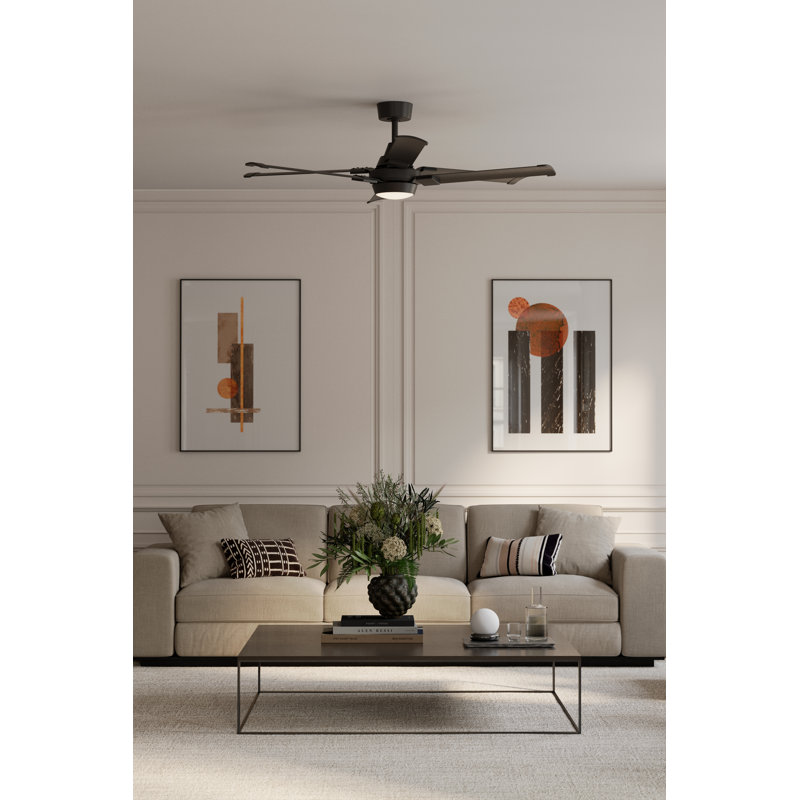 Soarin 56" 5CCT LED Smart Ceiling Fan, Coal, Black