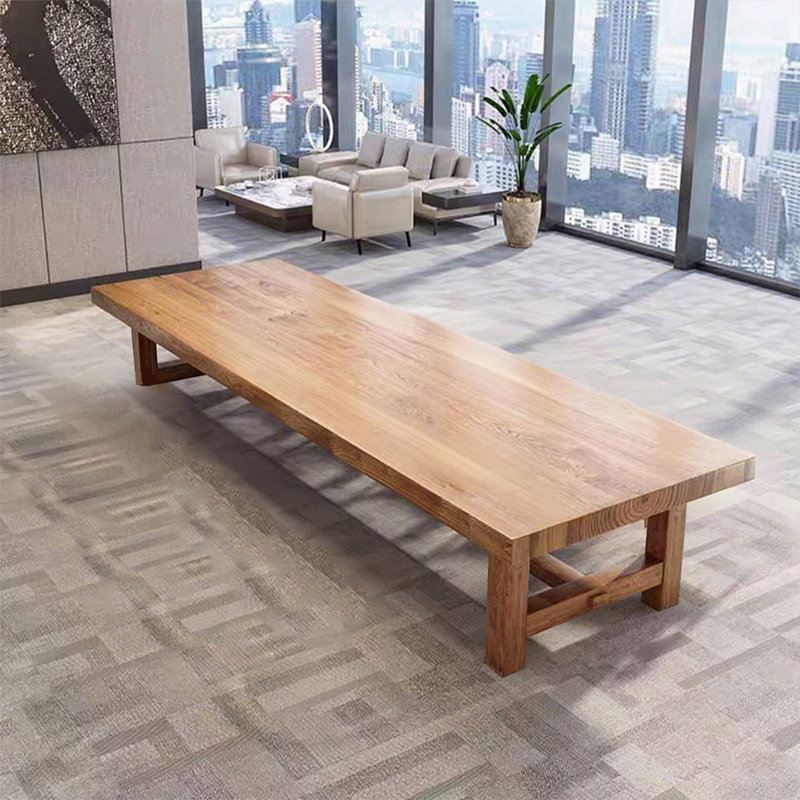 Table de conférence rectangulaire en bois massif avec base en forme de H, H 29,53 po x L 78,74 po x l 33,46 po