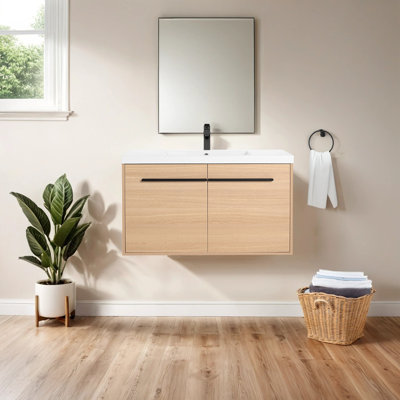 Oletha 35.42'' Single Bathroom Vanity with Resin Top