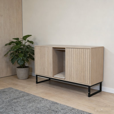 Modern Wooden Cat House With Scratching Mat
