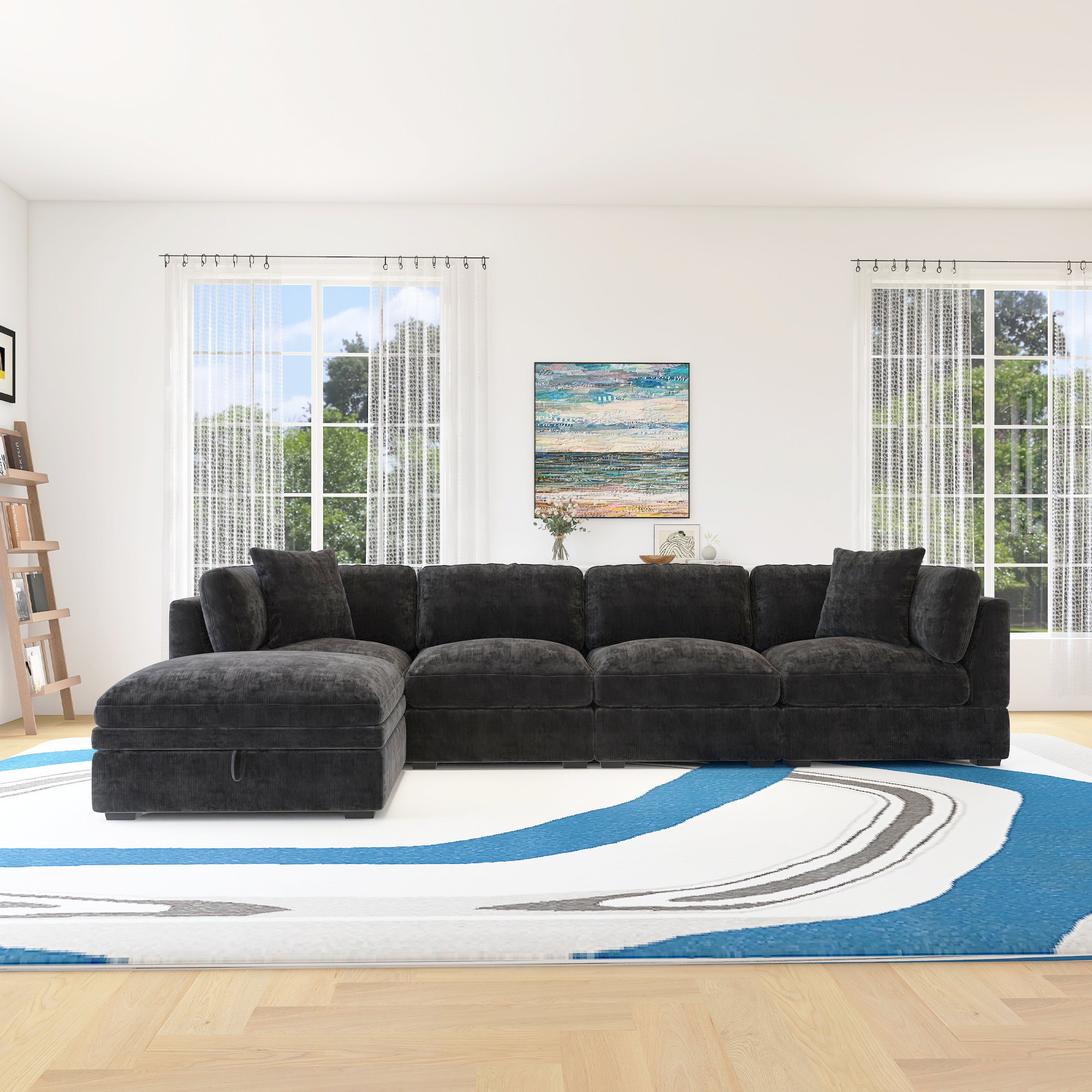 Latitude Run® Upholstered Modular Sofa With Removable Storage Ottoman ...