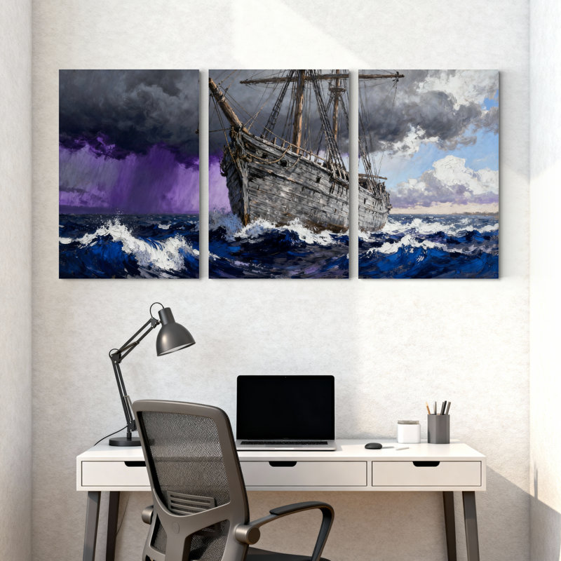 Ensemble de 3 impressions d'art sur toile, H 24 po x l 48 po