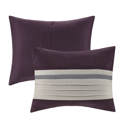 Édredon en faux suède pourpre complet - taies décoratives douces et assorties, coussins décoratifs 7 pièces