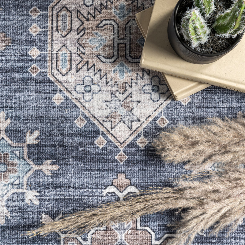 Finley SpinClean Machine Washable Vintage Distressed Area Rug, Rectangle 5' x 8'