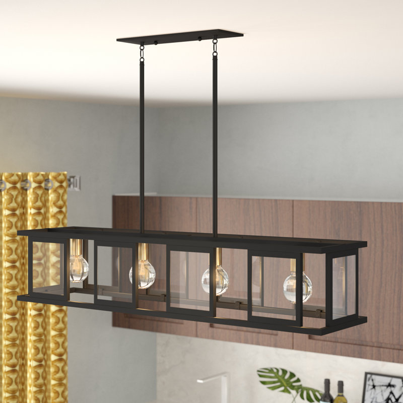 Luminaire suspendu linéaire à 4 lumières pour îlot de cuisine Alliona