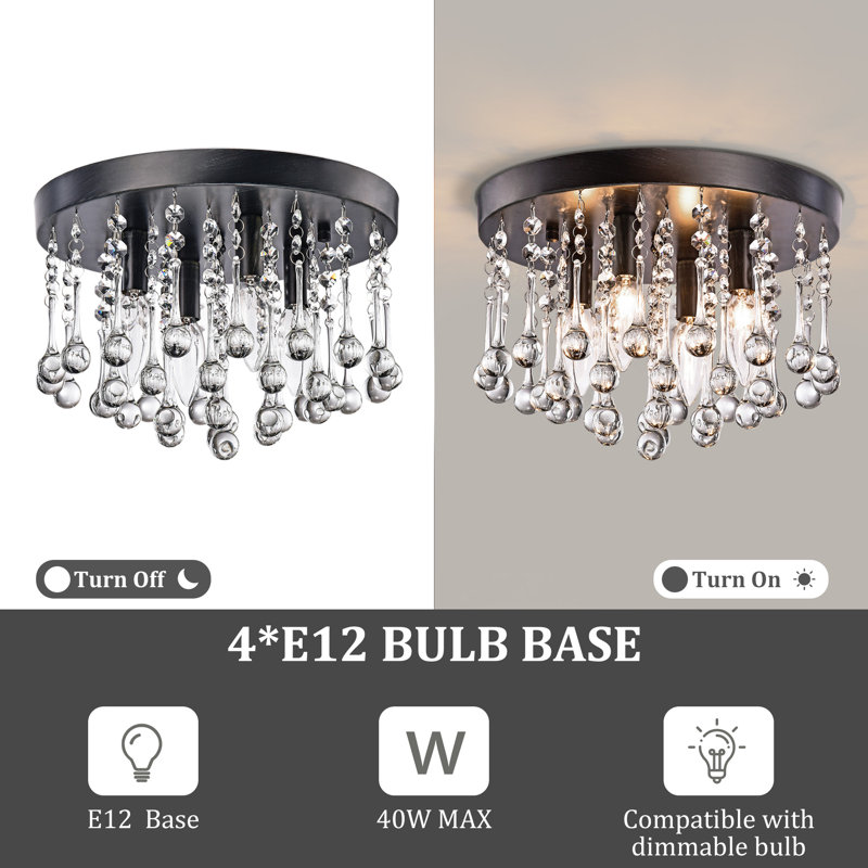 Theodora 11.8" W 4-Light Dimmable Flush Mount , Black Sweep Coffee