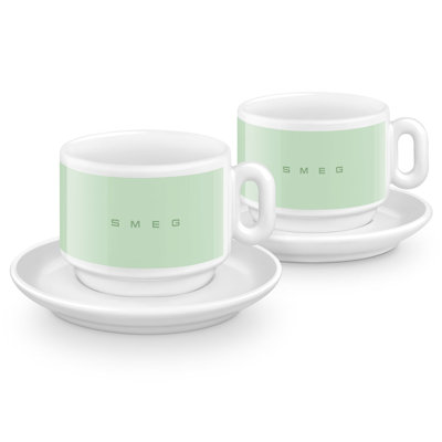 50's Style Porcelain Cappuccino Cups, Set of 2