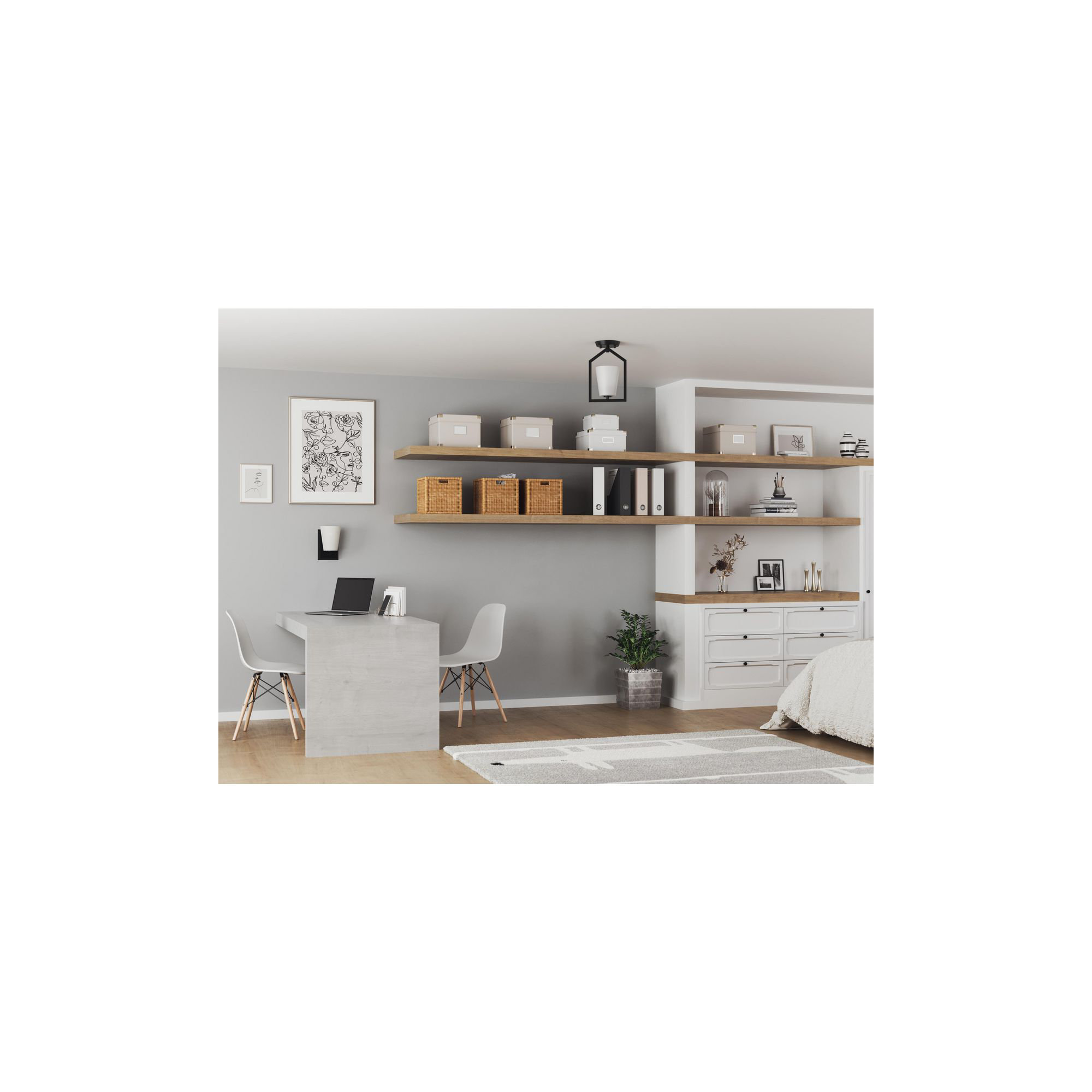 Single Light Glass Semi Flush Mount, Matte Black