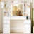 47.2'' Large Vanity Desk with a Mirror, Vanity with LED Light, Makeup Vanity with Power Strip, 8 Drawers and 8 Shelves,Simple, White