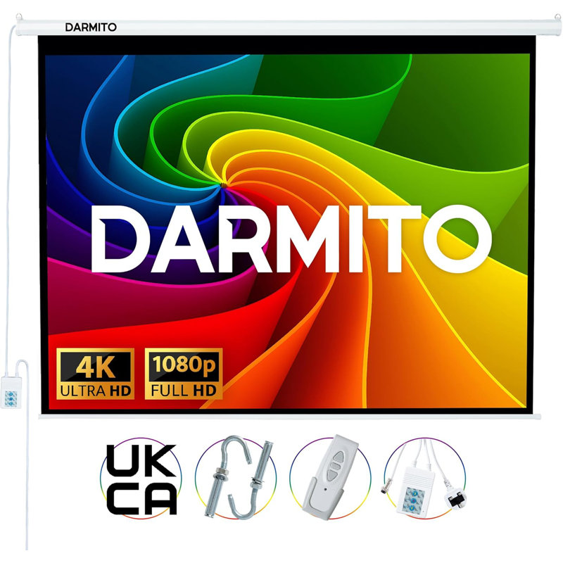 Darmito 100" 4:3 Electric Motorised Projector Screen, Full 4K with Remote Control
