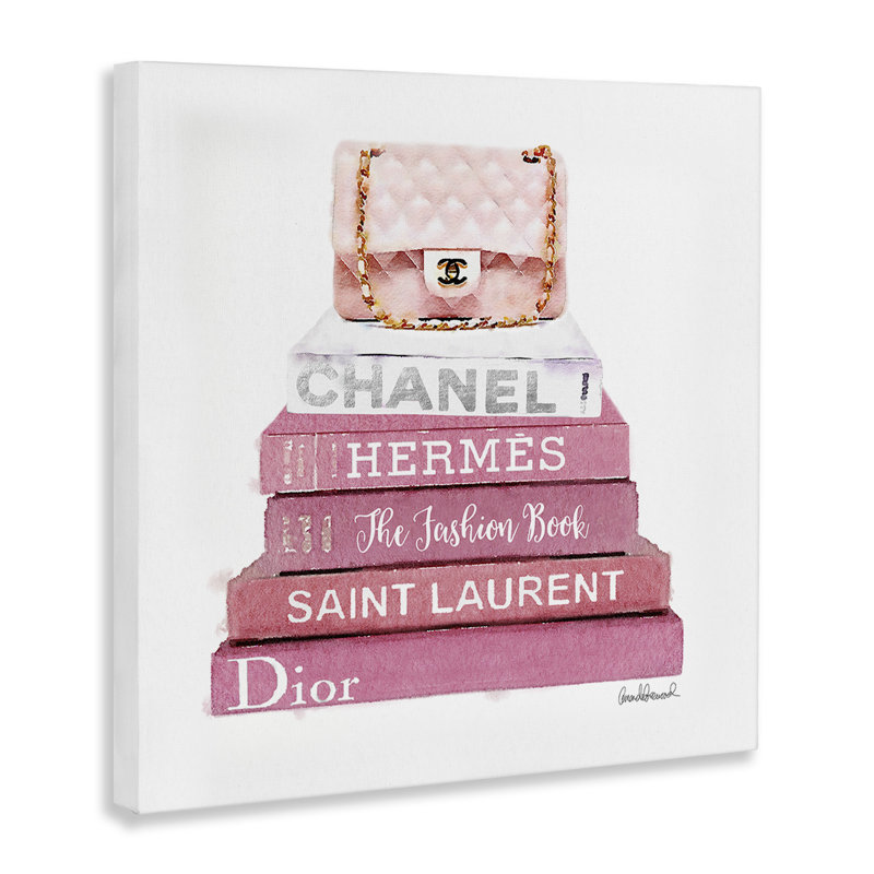 «Pink Book Stack Fashion Hand Bag», impression, H 17 po x l 17 po