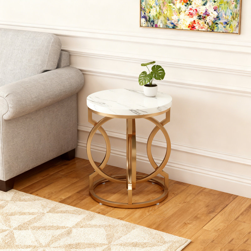 Table de chevet moderne avec plateau en faux marbre