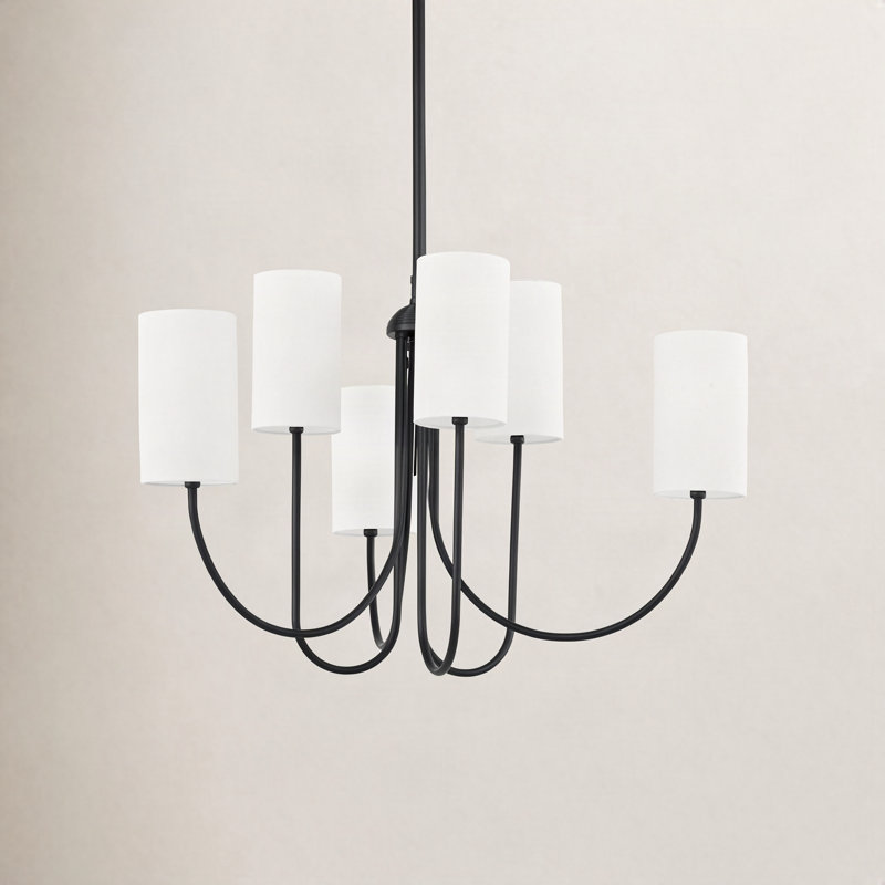 Lustre classique à 6 lumières avec abat-jour Aruna Finchley, Bronze vieilli