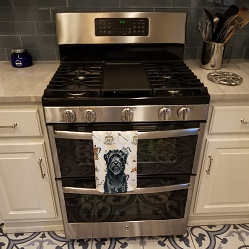 Black Briard Coffee Bar Kitchen Towel, Black Briard