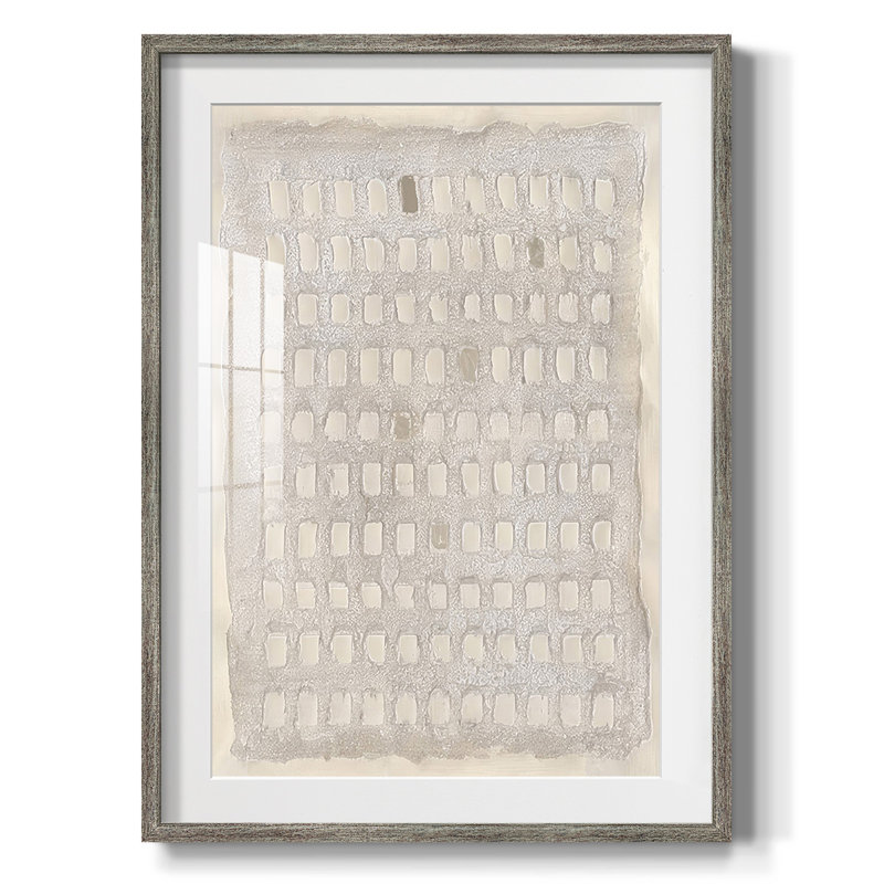 Carte imprimée perforée I, Blanc, Papier encadré argent vieilli