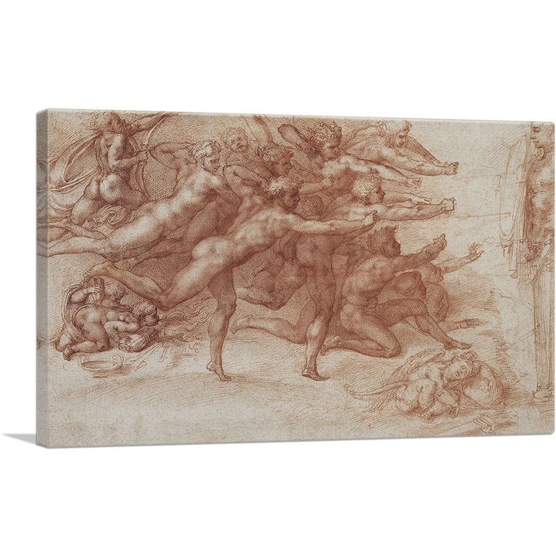 Archers Shoot at a Herm 1530 par Michelangelo - reproduction d'art sur toile tendue, H 26 po x l 40 po x P 0,75 po