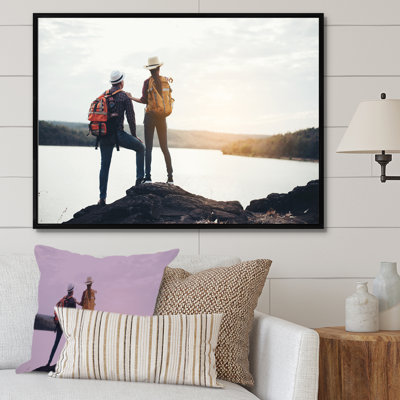 " Mountain Hiking Hilltop At Sunset "