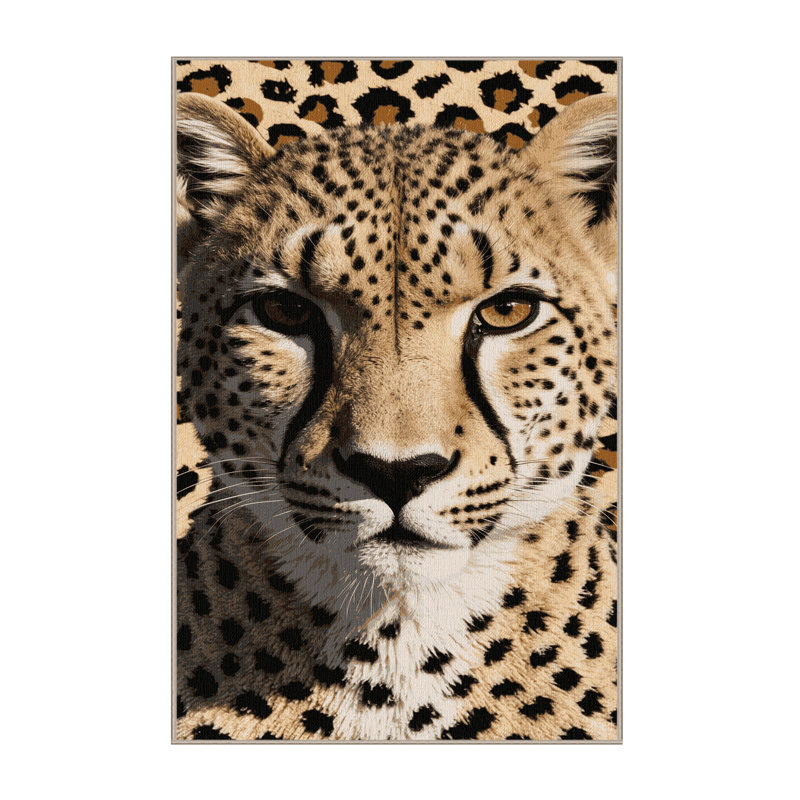 Washable Ethiopian Cheetah Big Cats Area Rug, Runner 2' x 4'