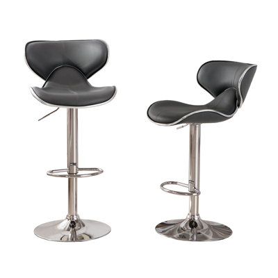 2 sièges pivotants réglables gris avec base - sièges élégants et fonctionnels pour le salon, le bar, le bureau, le siège en similicuir, les coussins, la hauteur et l'ameublement du bar
