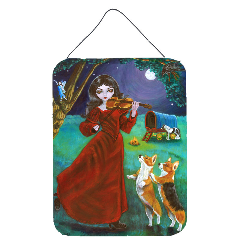 Décoration murale danse lune avec corgi suspendue