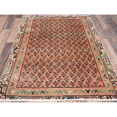 2'9"x3'10" Canyon Sunset Orange Boteh Design Saroogh Mir Oriental Rug 08A075BC147C41C4912D26ED2EF4C9AD